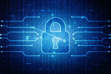 2d illustration Safety concept: Closed Padlock on digital background
