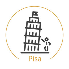 Pisa, Italy Vector Line Icon
