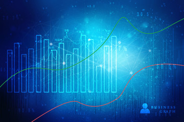 2d rendering Stock market online business concept. business Graph 