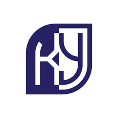 KY initial letter emblem logo negative space