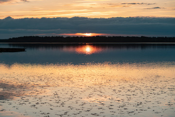 Valdai. Ecological trails of Russia. Dawn over lake Valdai