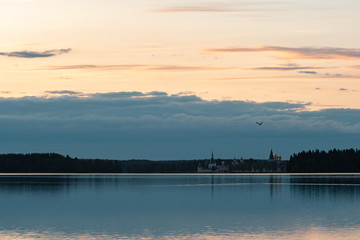 Obraz premium Valdai. Ecological trails of Russia. Dawn over lake Valdai