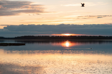 Obraz na płótnie Canvas Valdai. Ecological trails of Russia. Dawn over lake Valdai