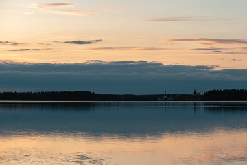 Valdai. Ecological trails of Russia. Dawn over lake Valdai