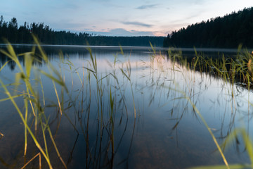 Dawn on the Uzhin Lake