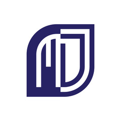 MD initial letter emblem logo negative space