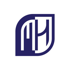 MH initial letter emblem logo negative space