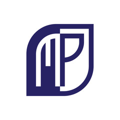 MP initial letter emblem logo negative space
