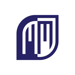 MM initial letter emblem logo negative space