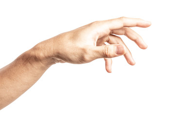 Hand open and ready to help or receive. Gesture isolated on white background with clipping path.