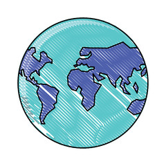 with earth planet over white background, vector illustration
