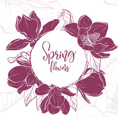 Sketch linear magnolia blossom.