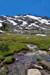 Wind River Range, Rocky Mountains, Wyoming, views from backpacking hiking trail to Titcomb Basin...