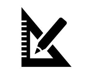 black silhouette triangle ruler stationery tool equipment image vector icon logo