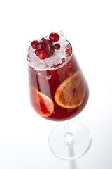 Spanish Blackberry, Cranberries and Fruit Sangria Isolated