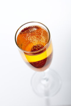 Bellini Cocktail with Prosecco Wine and Peach Puree