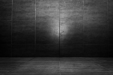 Black brick wall  texture with block pattern.