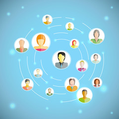 connecting people,  social network concept