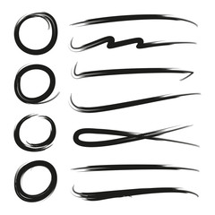 hand drawn circles and brush stroke