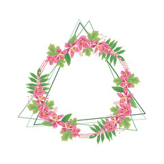 Sweet Flower Floral Wreath Frame Flat Illustration
