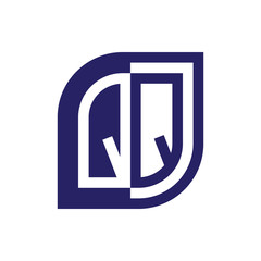 QQ initial letter emblem logo negative space