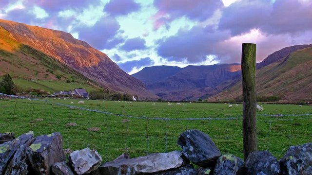 View of Nant Ffrancon Pass at Snowdonia National Park,with mount Tryfan in background Gwynedd, Wales, United Kingdom