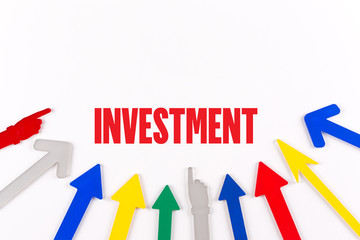 Colorful Arrows Showing to Center with a word INVESTMENT