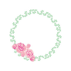Sweet Flower Floral Wreath Frame Flat Illustration