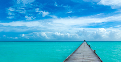 tropical Maldives island with beach , sea , blue sky