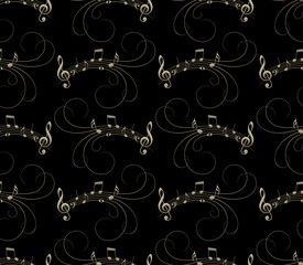 A seamless background with music notes.