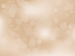 Gold bokeh background. Light abstract backdrop with transparent circles, rounds, dots. Vector illustration