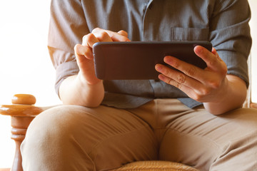 business man using tablet computer