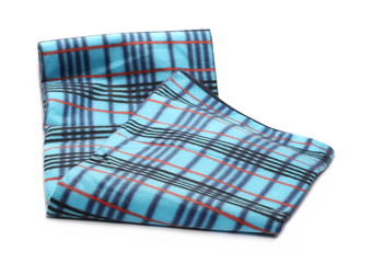 Blue checkered blanket isolated on white background