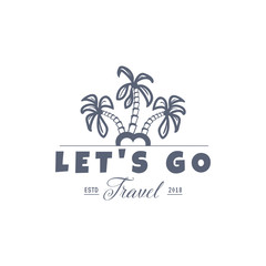 Let's go Travel, banner for print, on white background- vector illustration