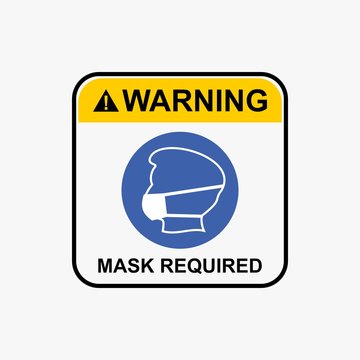 Mask Required Icon, Wear Dust Mask Icon, Warning Icon Design Vector