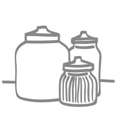 Handgezeichnete Vorratsgläser in grau