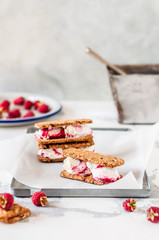 Raspberry Ice Cream Sandwiches