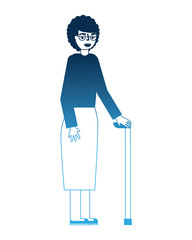 Fototapeta premium grandma old woman character with stick cane