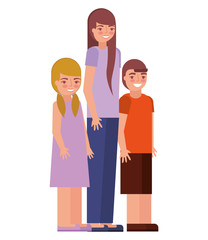 Obraz premium woman with young girl and boy characters