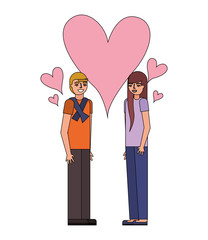 teenagers boy and girl with love heart