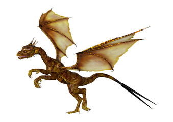 3D Rendering Fantasy Hatchling Dragon on White