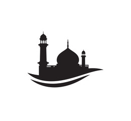 black silhouette mosque sign logo symbol vector design