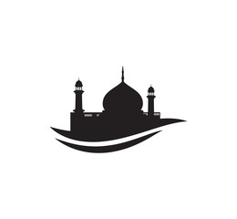 black silhouette mosque sign logo symbol vector design