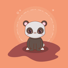 kawaii panda bear icon over orange background, colorful design. vector illustration
