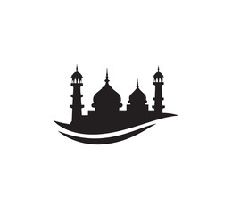 black silhouette mosque sign logo symbol vector design
