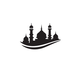 black silhouette mosque sign logo symbol vector design