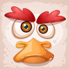 Chicken, a duck, an insane bird is a funny illustration. Vector eps 10.