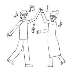 grandmother and grandson dancing music