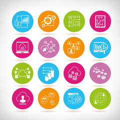 data analytics icons, big data concept icons