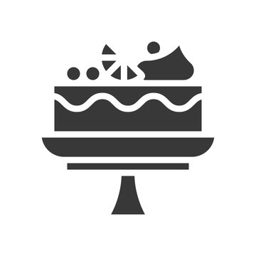 recommend clip art: fruit cake on cake stand, bakery and pastry set, glyph icon